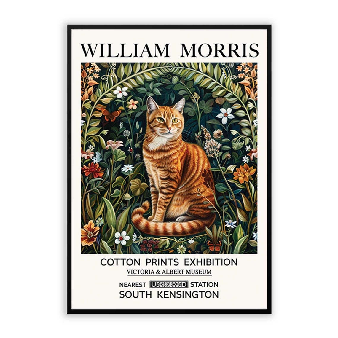 William Morris Orange Tabby Cat Arched Garden Exhibition Poster - Image 2