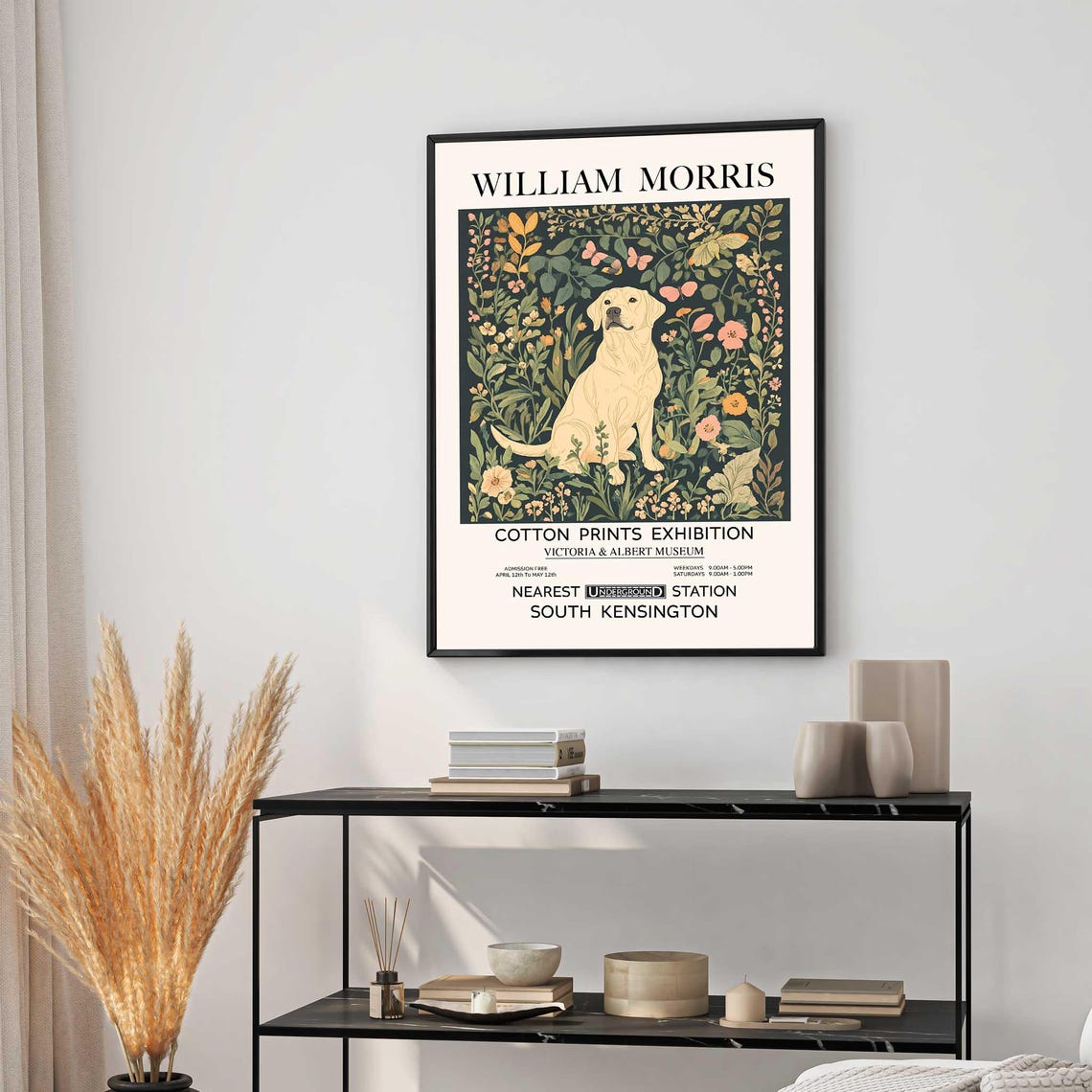 William Morris Yellow Labrador Floral Arch Exhibition Poster - Image 2