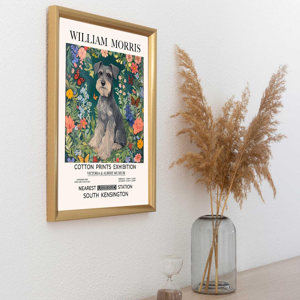 William Morris Schnauzer Butterfly Floral Exhibition Art Poster - Image 2