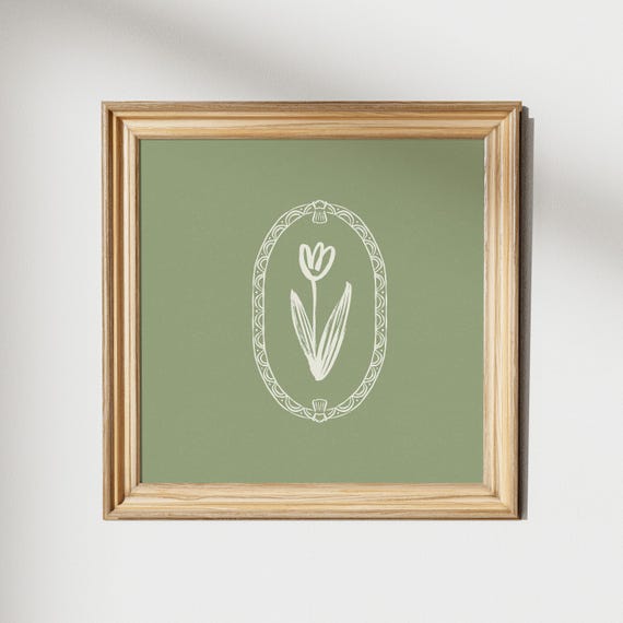Minimal Sweet Floral Square Print Instant Wall Art Trendy Decor Illustration Living Room Art Nursery Decor