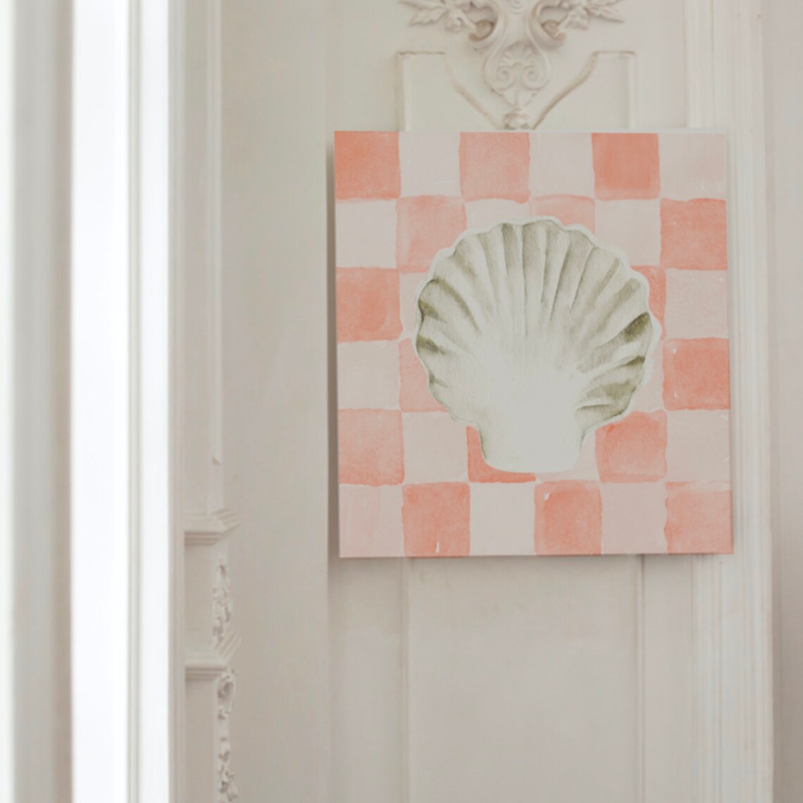 Rust Checkered Shell Painting Art Print, Kids Room - Image 2