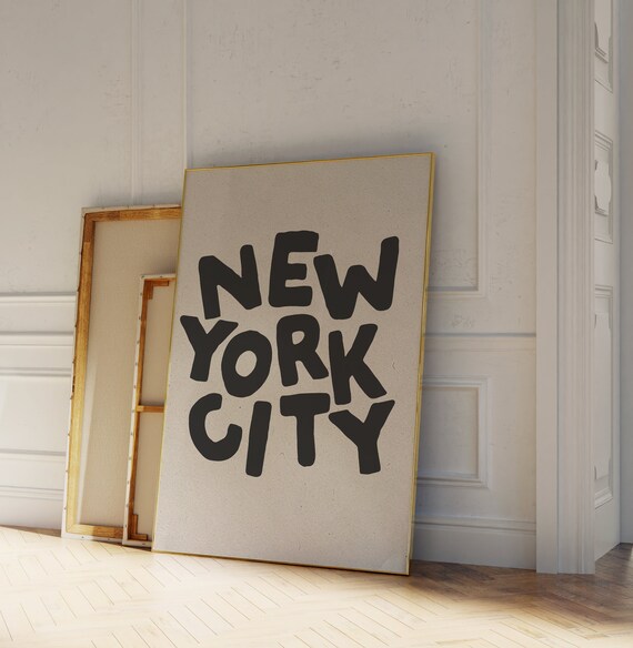 New York City Bold Black Typography Minimalist City Wall Art