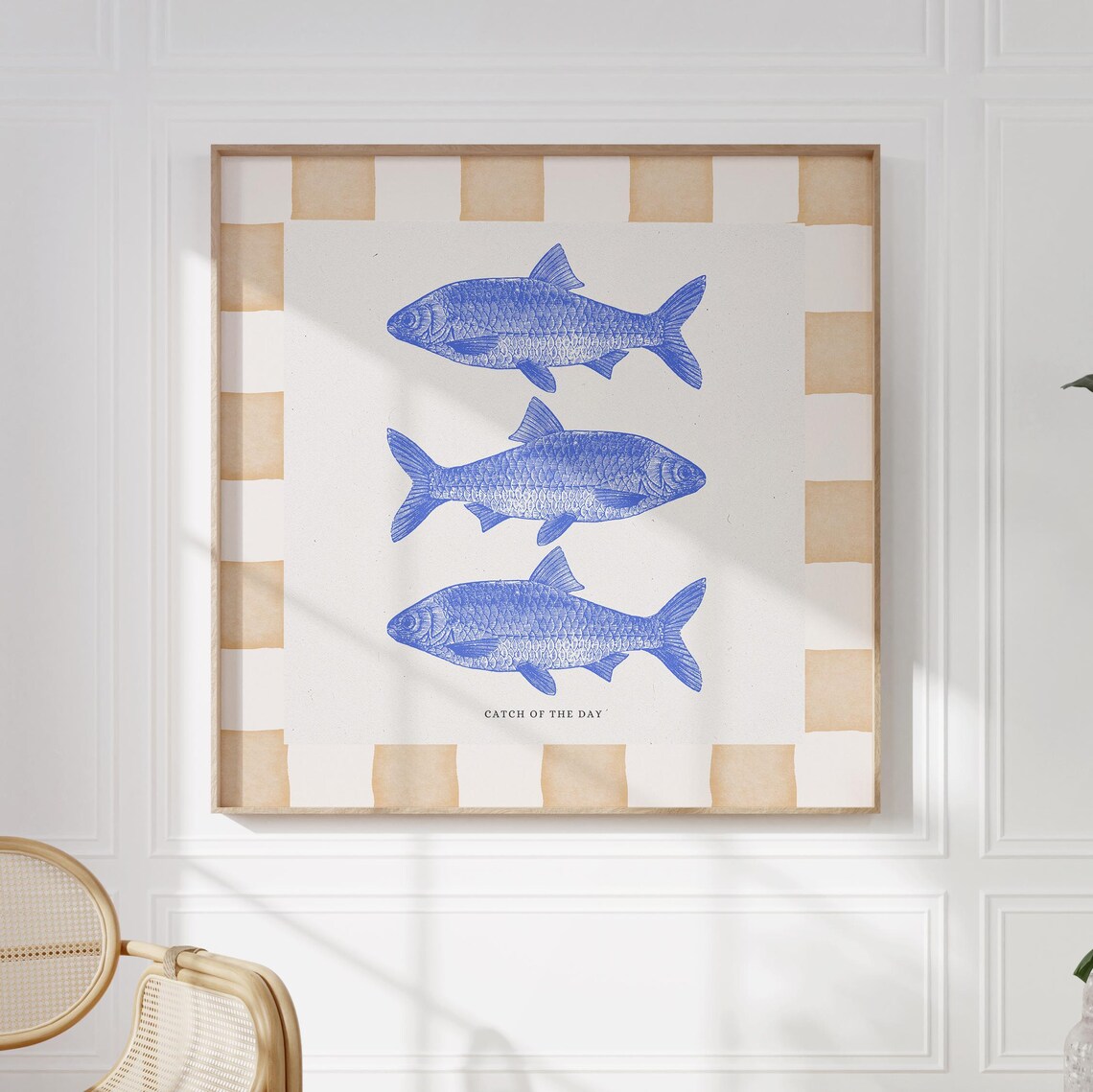 Salmon Illustration Print, Trendy Kitchen Wall Art - Image 2