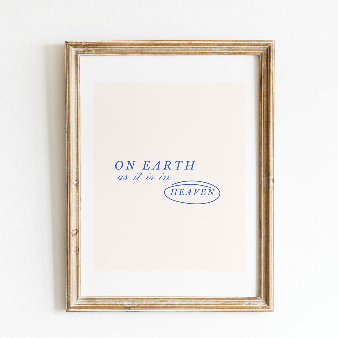 As It Is In Heaven Scripture Art Print, Vintage