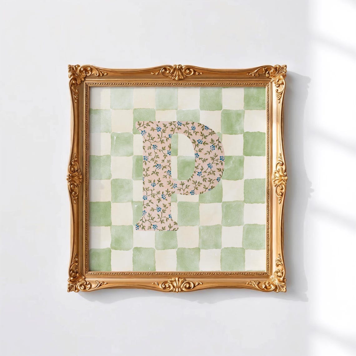 P Square Initial Print Personalized Gift Watercolor Art Gift Idea Art Print Print - Image 2