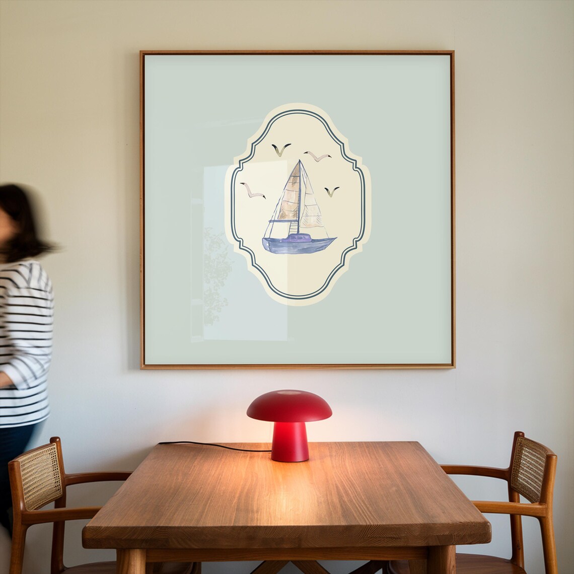 Minimalist Sail Boat Art Print, Coastal Decor - Image 3