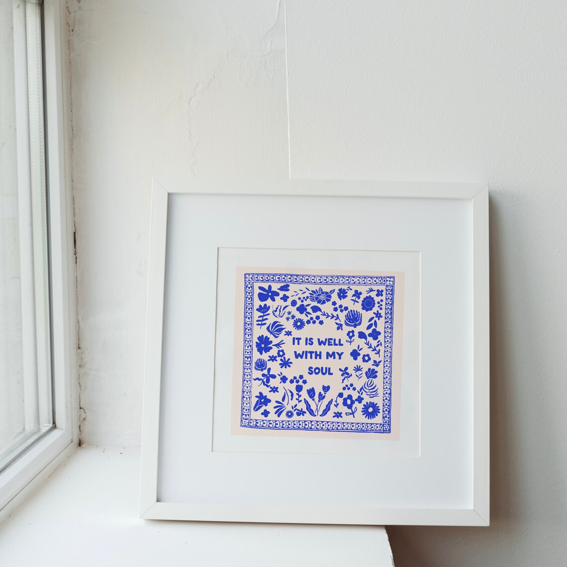 It Is Well With My Soul Scripture Art Print, Blue - Image 2