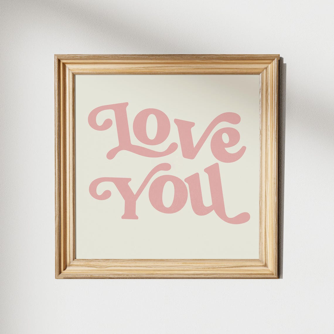 Love You Retro Script Blush Pink on Cream Soft Typography Poster - Image 2