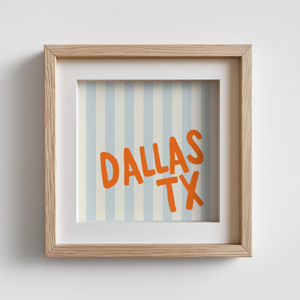 Dallas Texas Orange Hand Lettered Striped Square City Name Poster - Image 2