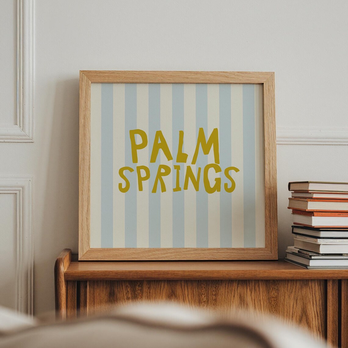 Palm Springs Gold Hand Lettered Striped Square City Name Travel Poster