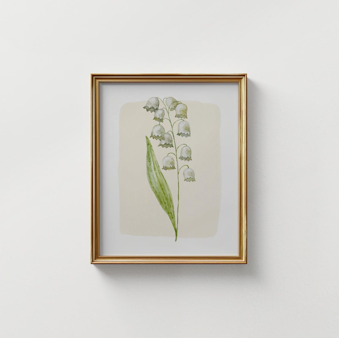 White Lily of the Valley Single Stem Botanical Wall Art Print