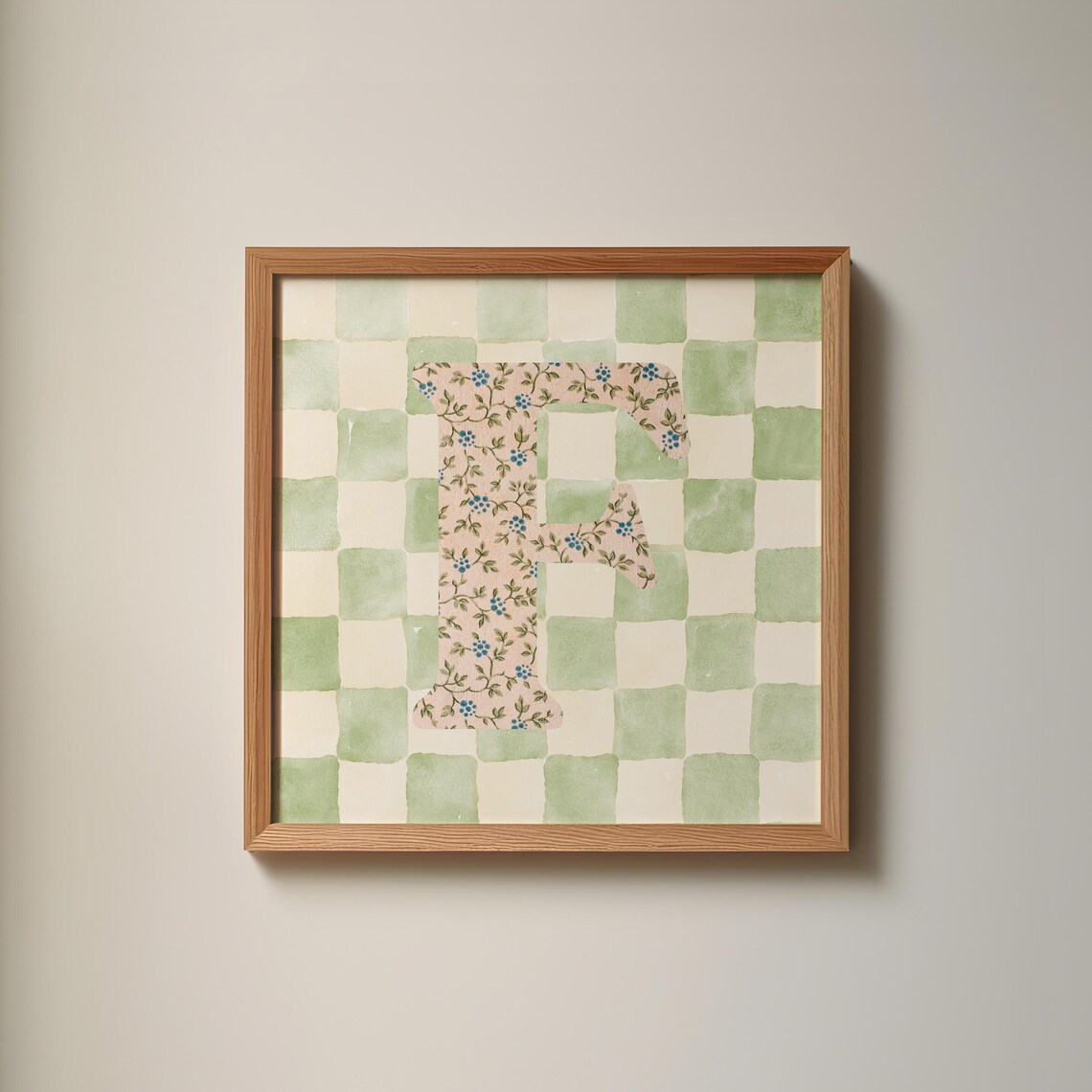 F Square Initial Personalized Watercolor Gift - Image 3