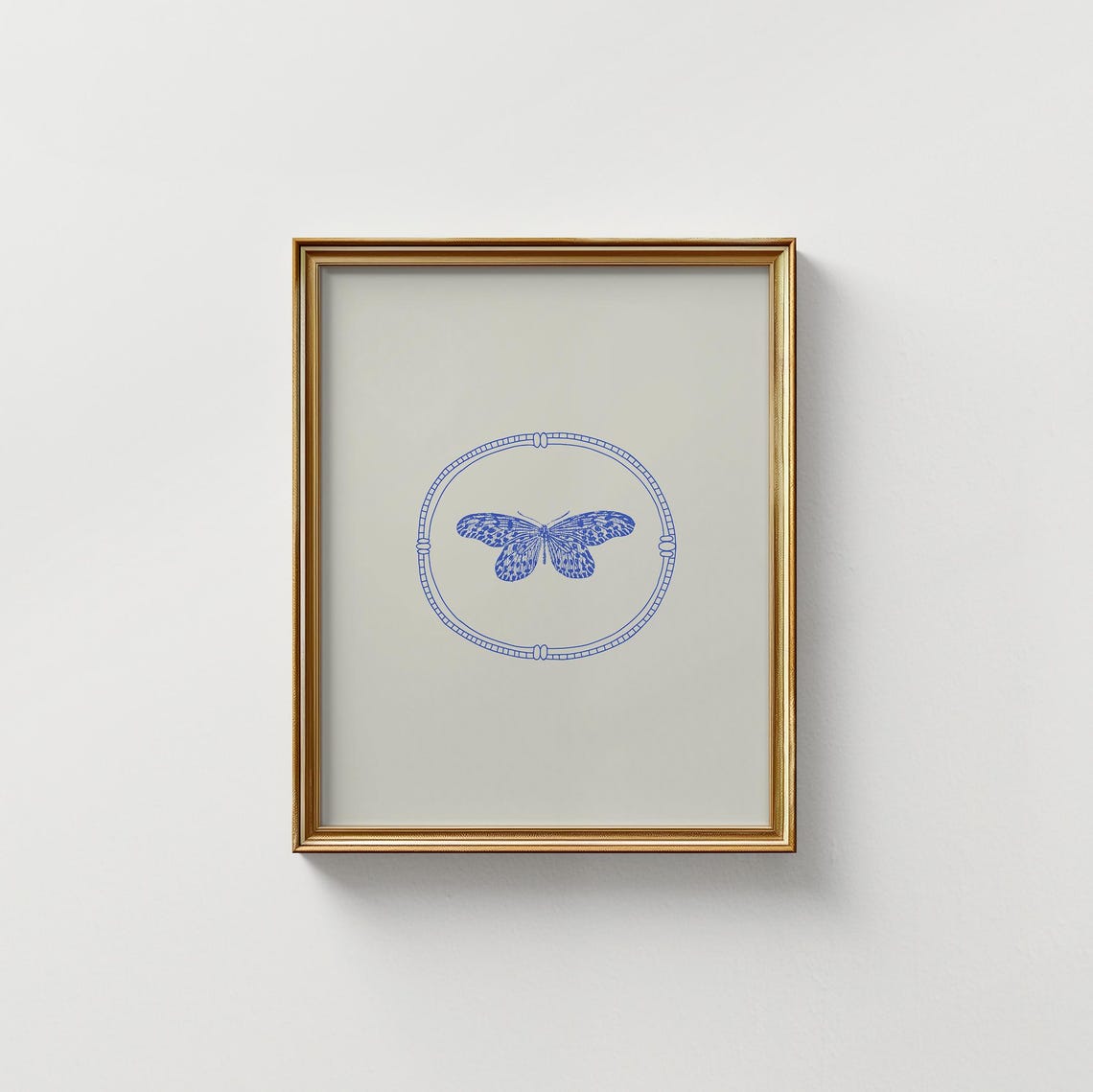Blue Butterfly Oval Frame Vintage Specimen Vertical Nursery Poster - Image 5
