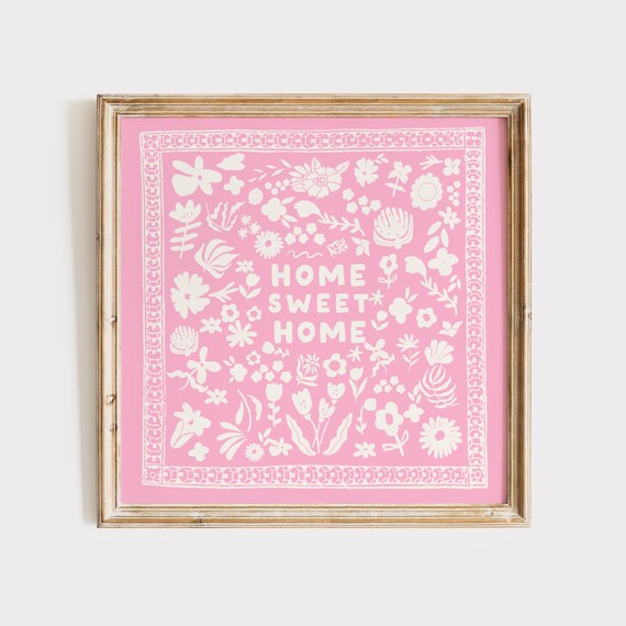 Home Sweet Home Square Print Wall Art Trendy Decor Minimalist Living Room Art Cottage Kitchen Wall Decor Cute