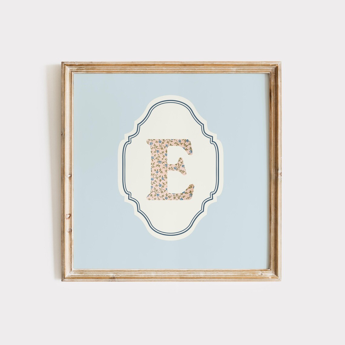 E Square Initial Watercolor Personalized Gift Print - Image 4