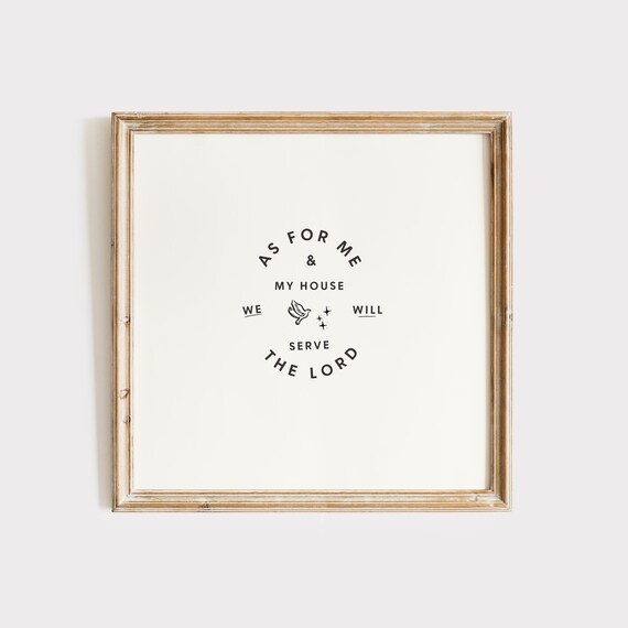 As For Me And My House We Will Serve The Lord Square Print Wall Art Trendy Decor Minimalist Illustration Bible Verse Christian