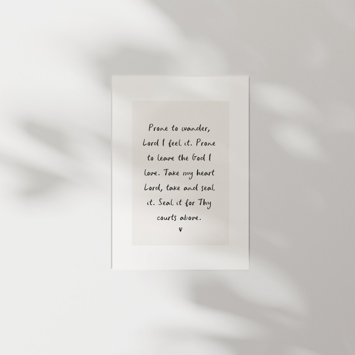 Prone to Wander Hymn Lyric Poster with Hand Lettered Worship Text - Image 2