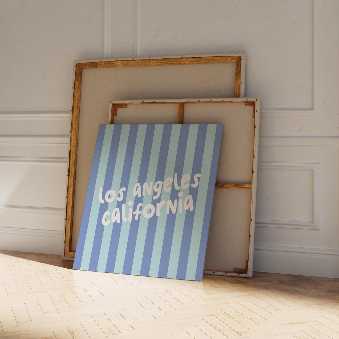 Los Angeles California Blue Striped Hand Lettered Square Travel Poster - Image 3