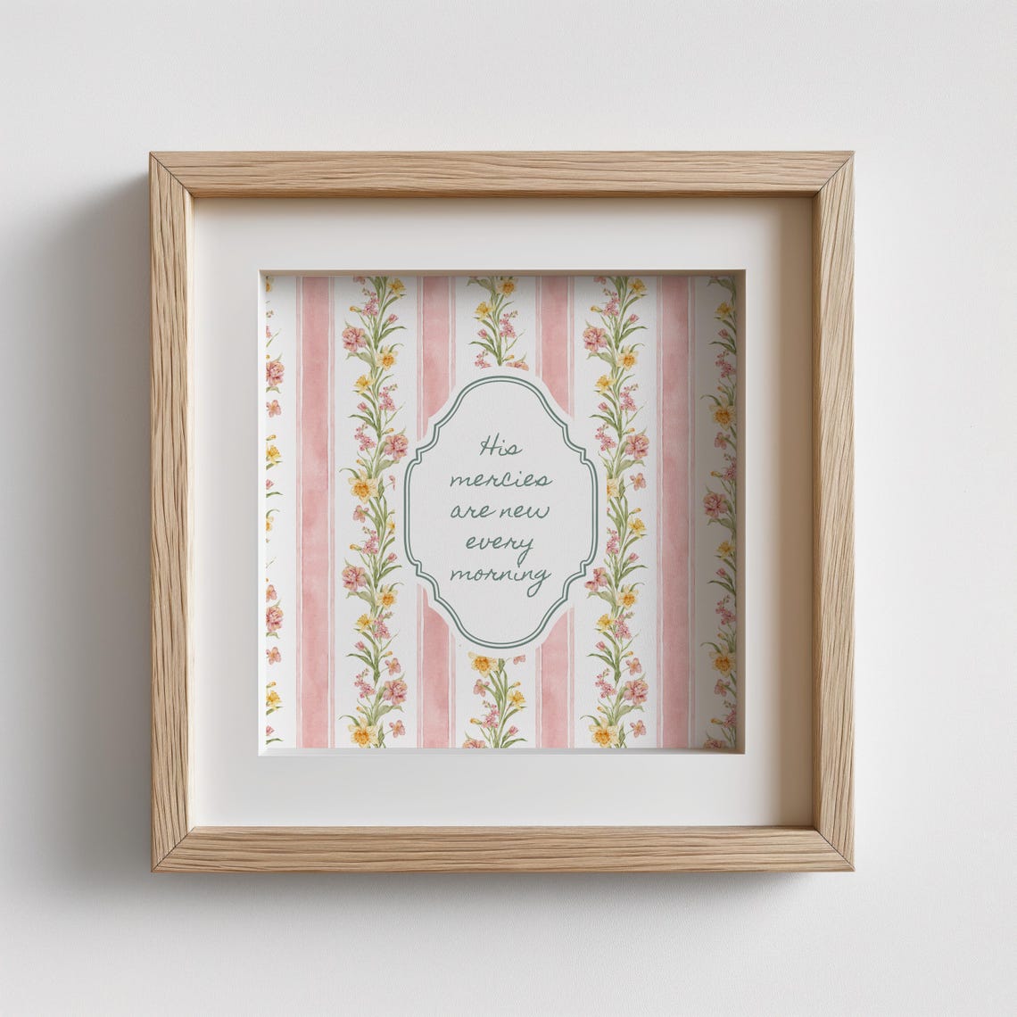 His Mercies Are New Every Morning Pink Floral Script Wall Art Print - Image 2
