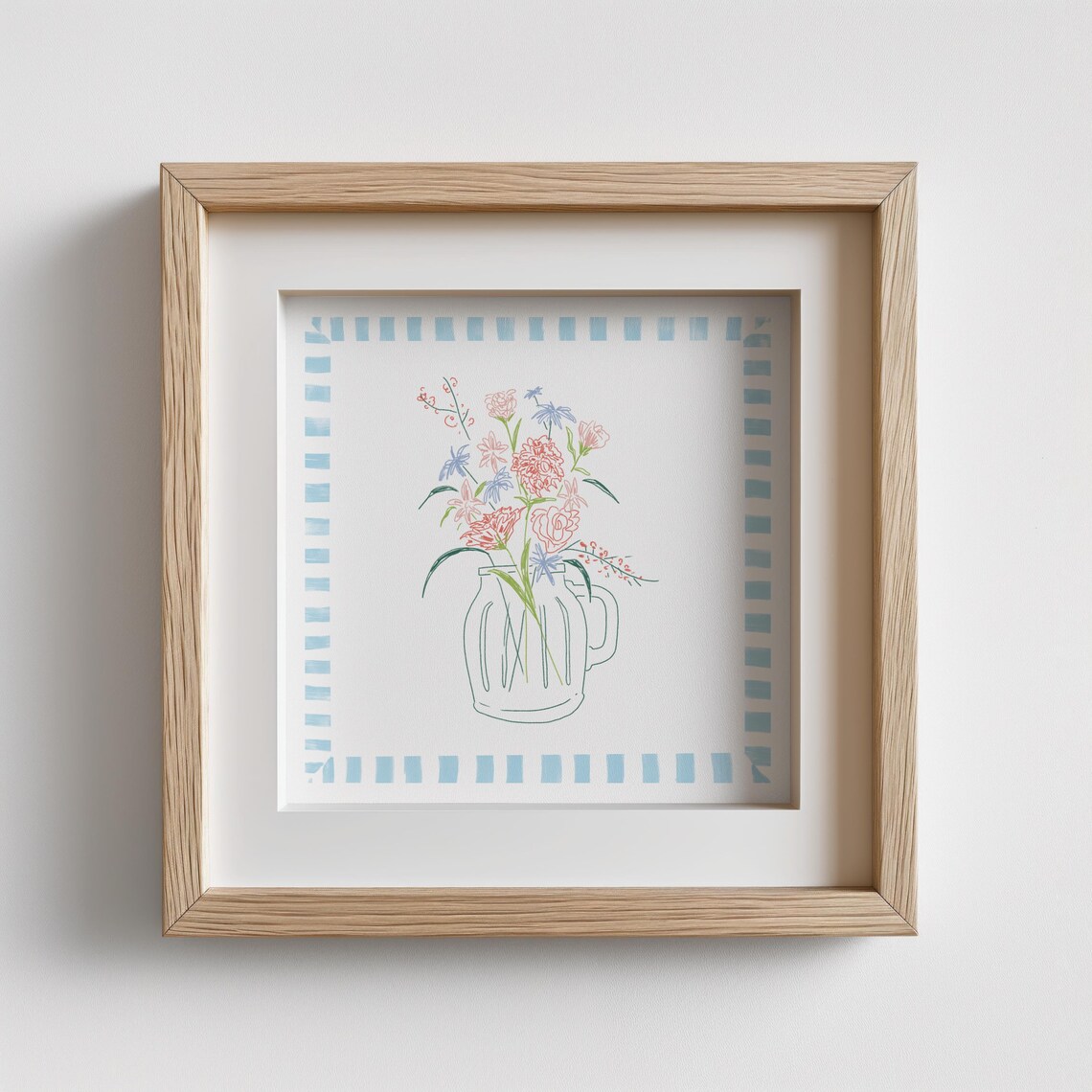 Baby Blue Mason Jar Doodle, Botanical Illustration - Image 2