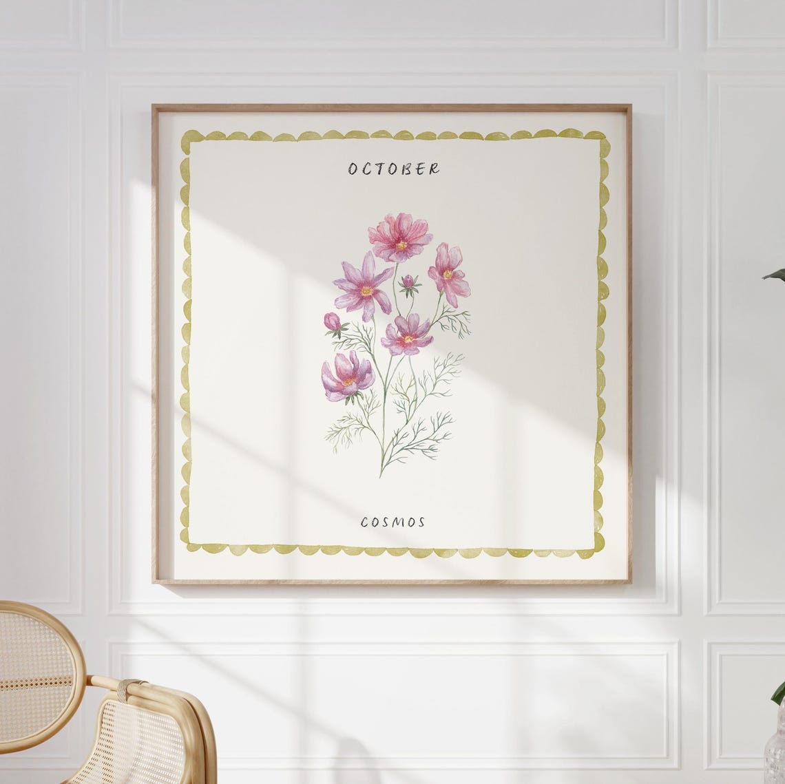 October Cosmos Watercolor Birth Month Flower Botanical Poster - Image 4