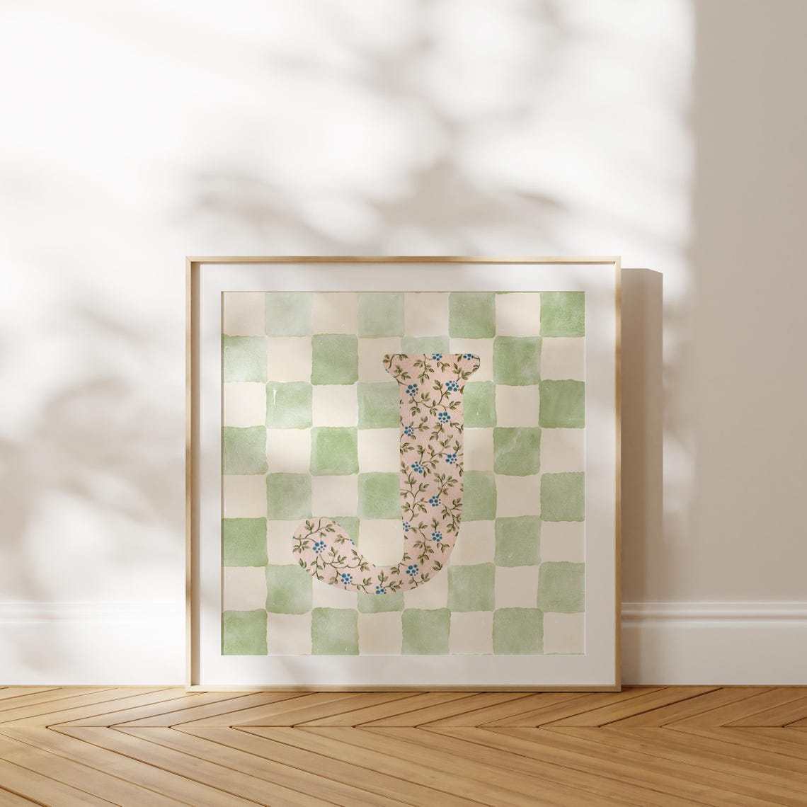 J Square Initial Print Personalized Gift Watercolor Art Gift Idea Art Print Print - Image 4