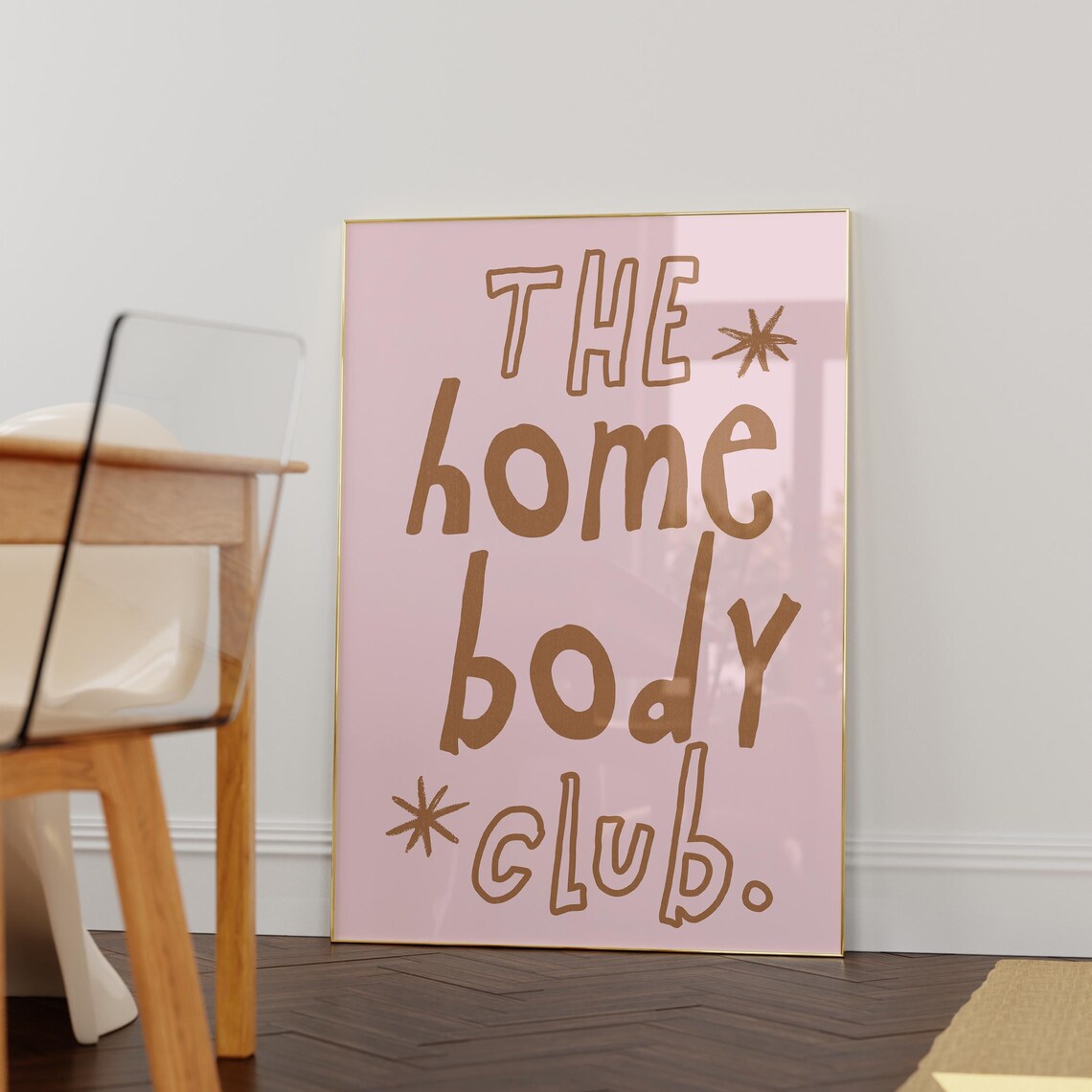 The Homebody Club Pink Brown Hand Lettered Quote Trendy Wall Art Print - Image 5
