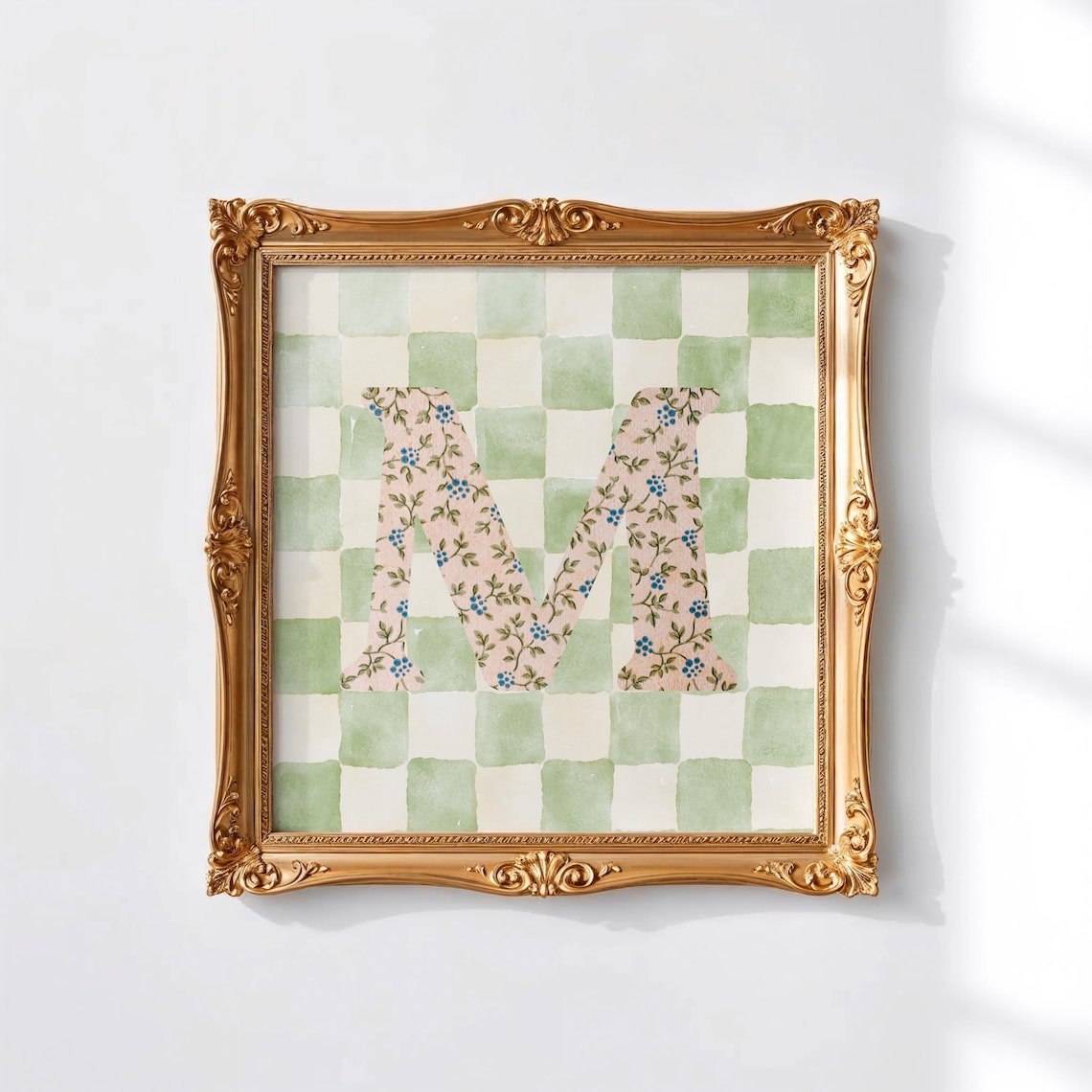 M Square Initial, Personalized Watercolor Gift Print - Image 3