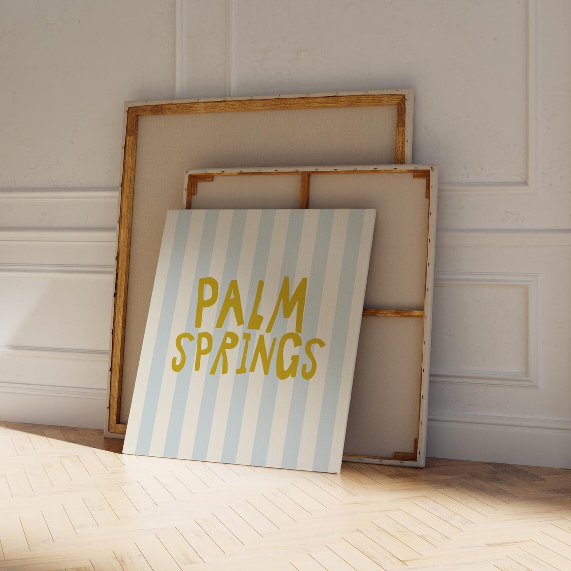 Palm Springs Gold Hand Lettered Striped Square City Name Travel Poster - Image 4