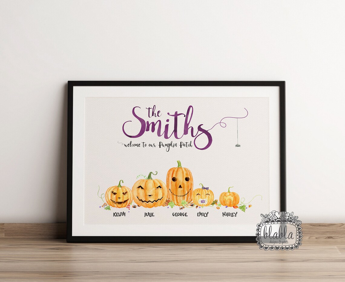 Personalised Pumpkin Family - Halloween Art Print - Image 2