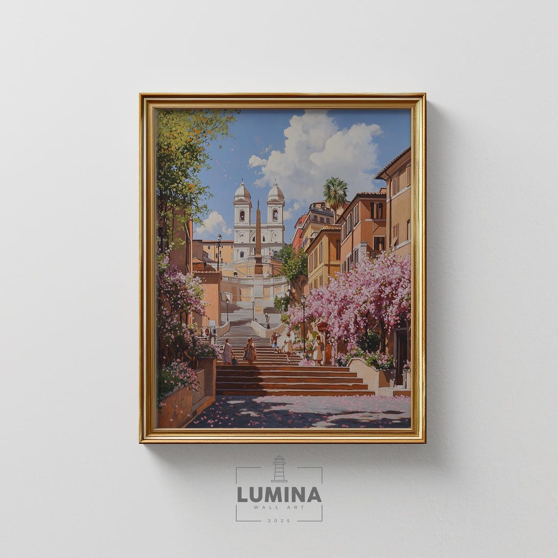 Rome Spanish Steps Cherry Blossoms Spring Italy Romantic Art Poster