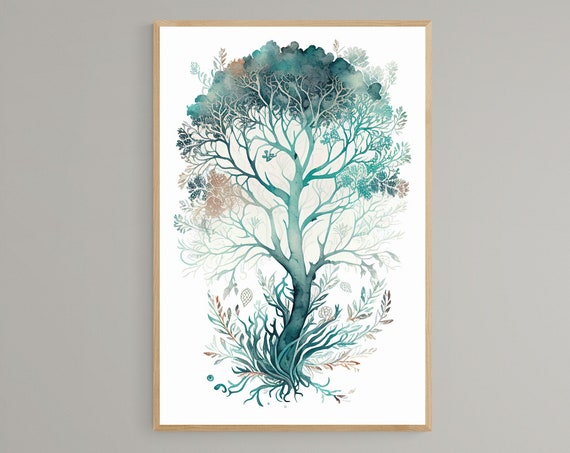 Tree Of Life Poster Zen Wall Art Yoga Art Print Mindfulness Gift Meditation Poster Boho Wall Decor