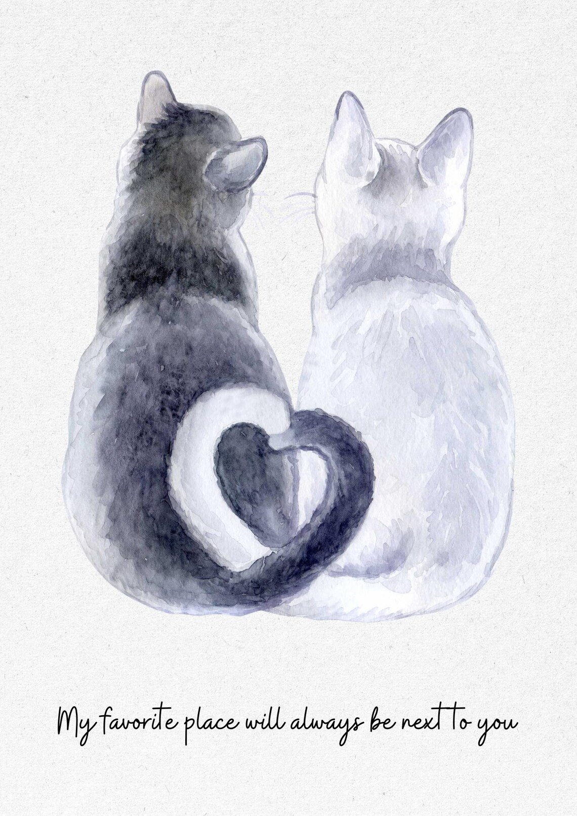Romantic Cats Valentines Poster, My Favorite Place - Image 2