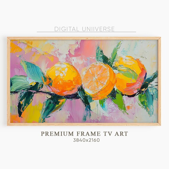 Frame Tv Art Fruits Oranges Grapefruit Abstract Oil Painting Textured Citrus For Tv Frame Tv Art