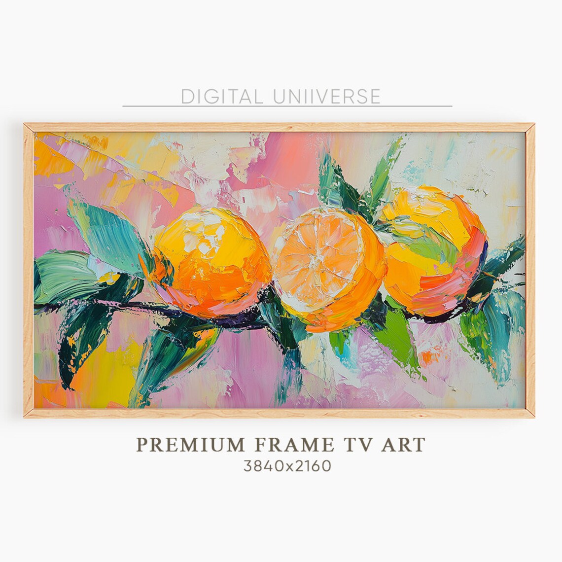 Oranges On Branch Impasto Oil Citrus Fruits Colorful Still Life Poster