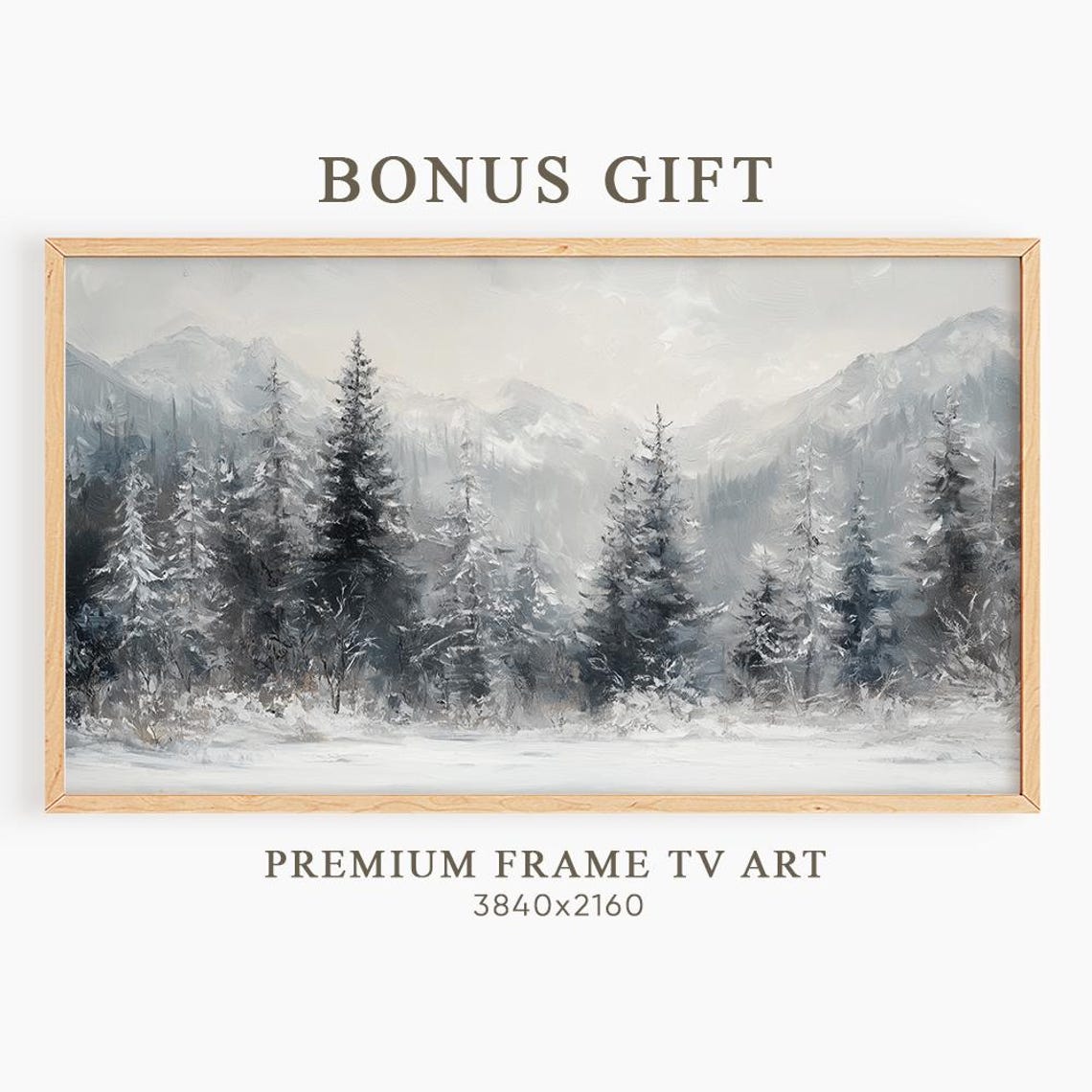 Misty Snowy Pine Forest Watercolor Winter Landscape Wall Art - Image 6
