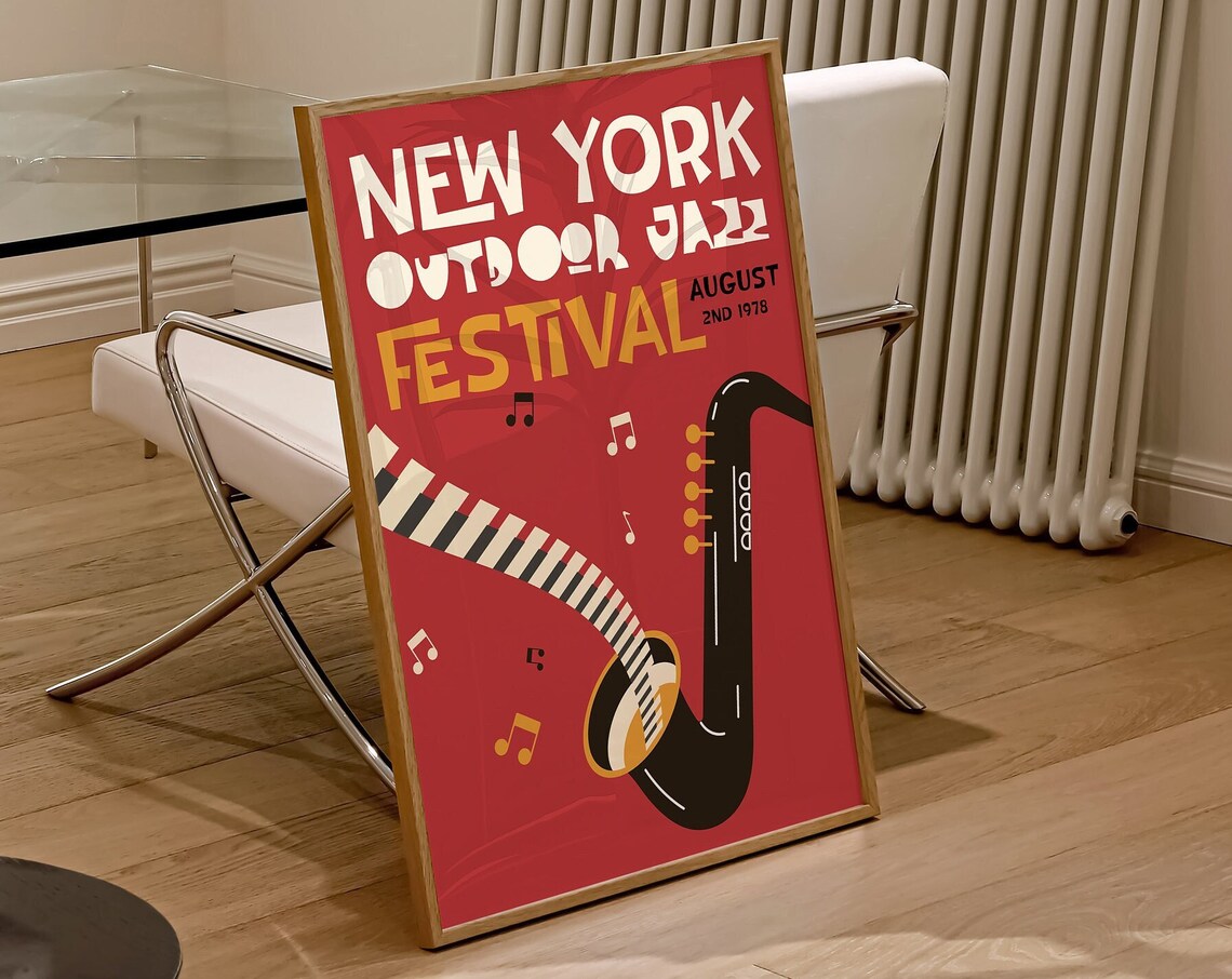 New York Jazz Festival Mid-Century Jazz Art Print - Image 3