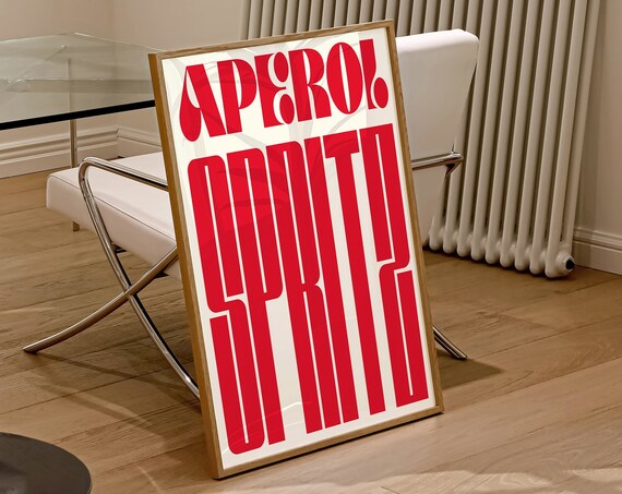 Aperol Spritz Retro Red Bold Typography Modern Bar Wall Poster