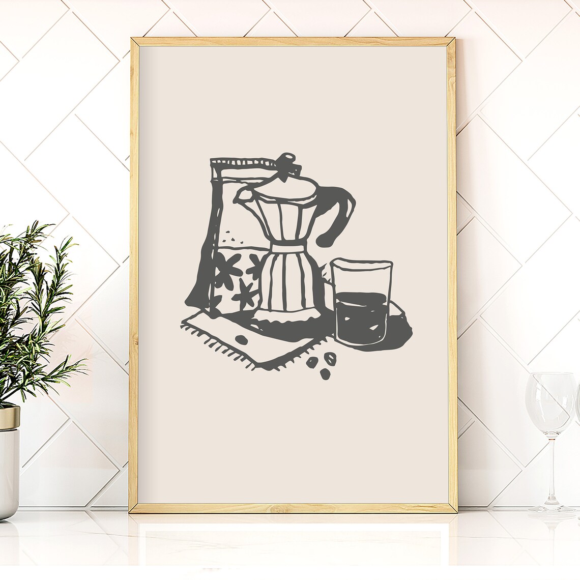 Vintage Coffee Pot And Cup Kitchen Wall Art