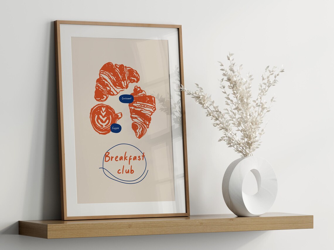 Breakfast Club Croissant, Kitchen Minimal Art Print - Image 3