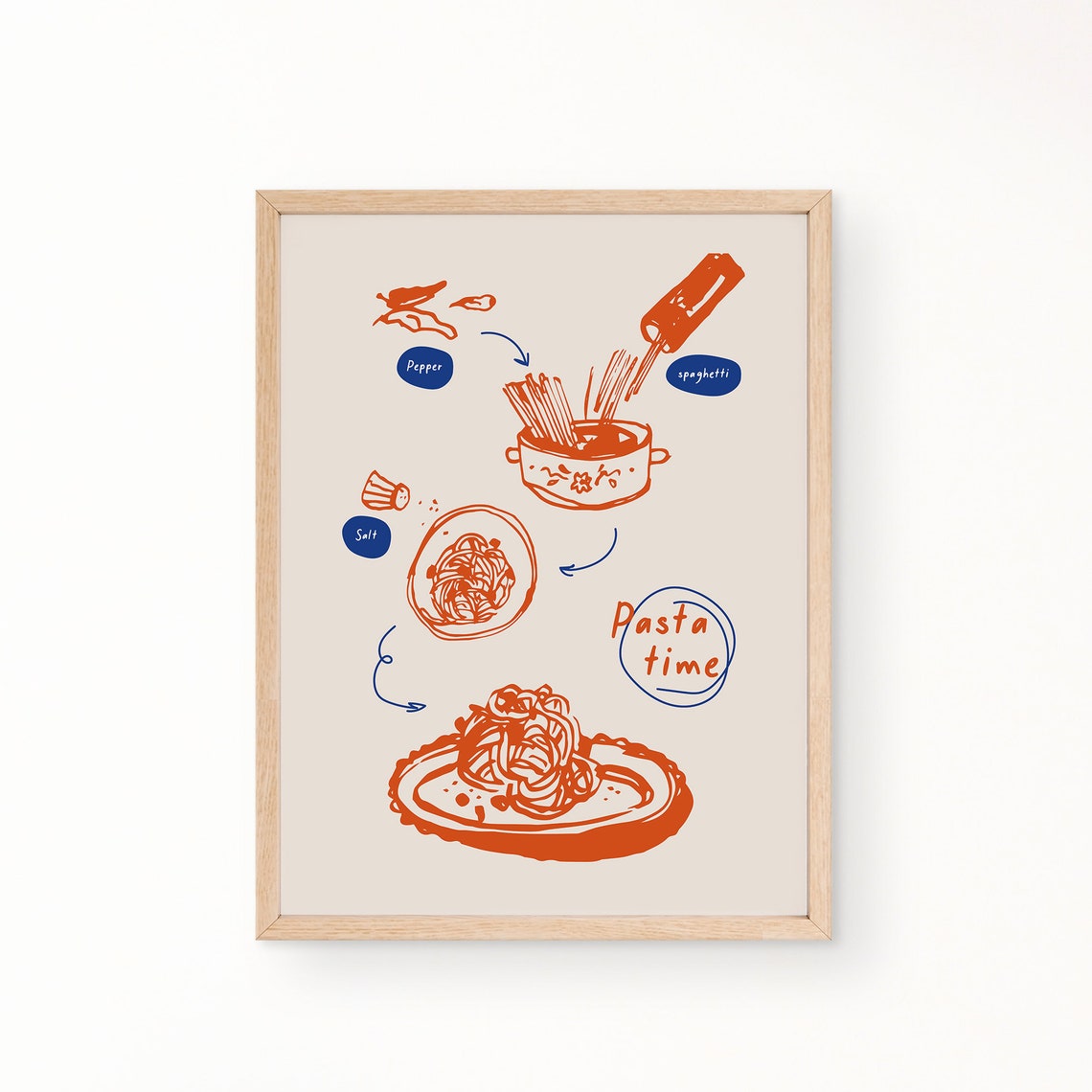 Pasta Time Poster, Modern Kitchen Wall Art - Image 2