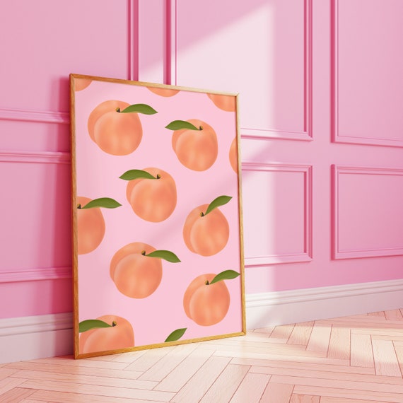 Peach Pattern Wall Print Cute Fruit Art A3 A4 8x10 A5 5x7