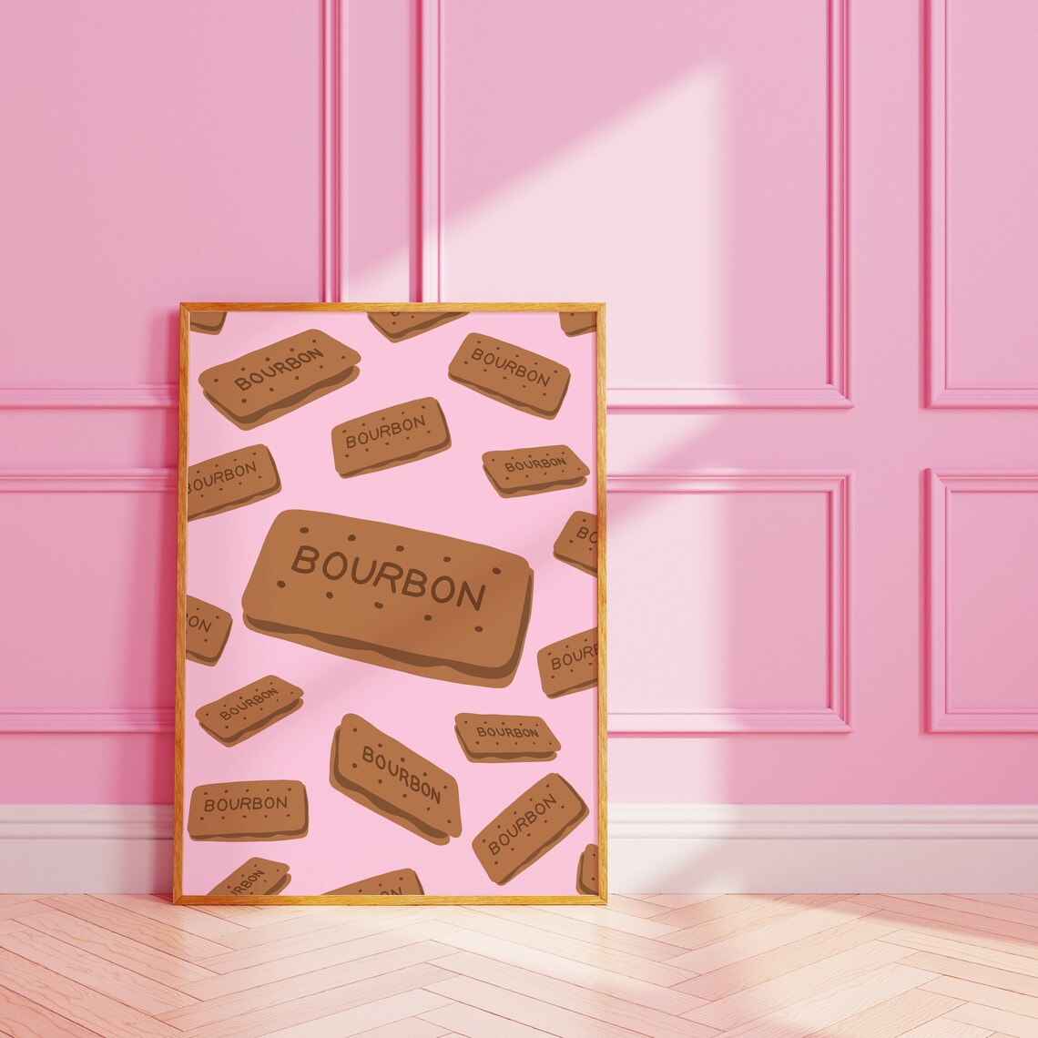 Bourbon Biscuit Cute Food Art Print, Kitchen Decor