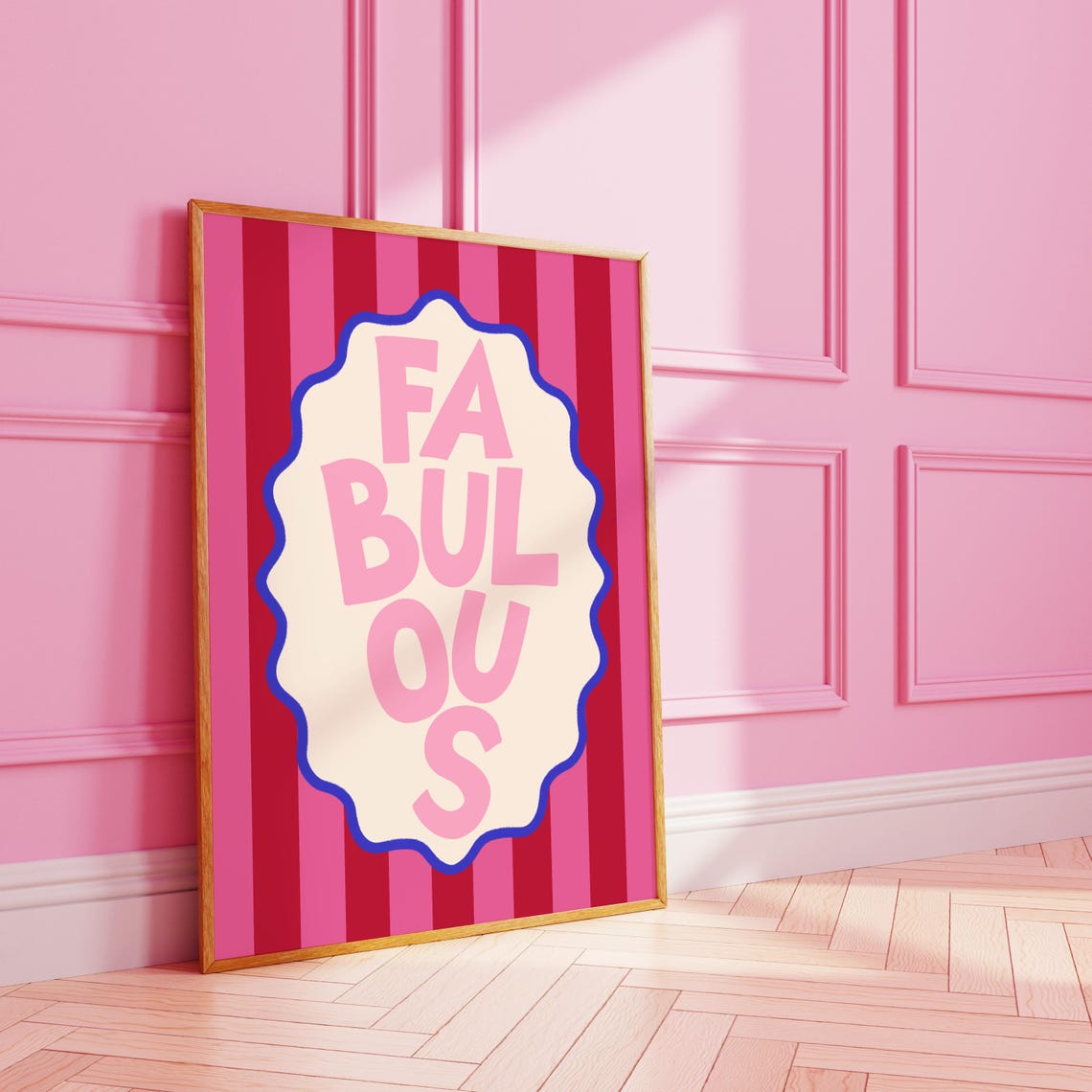 Fabulous Bold Pink Red Striped Retro Typography Fun Wall Poster