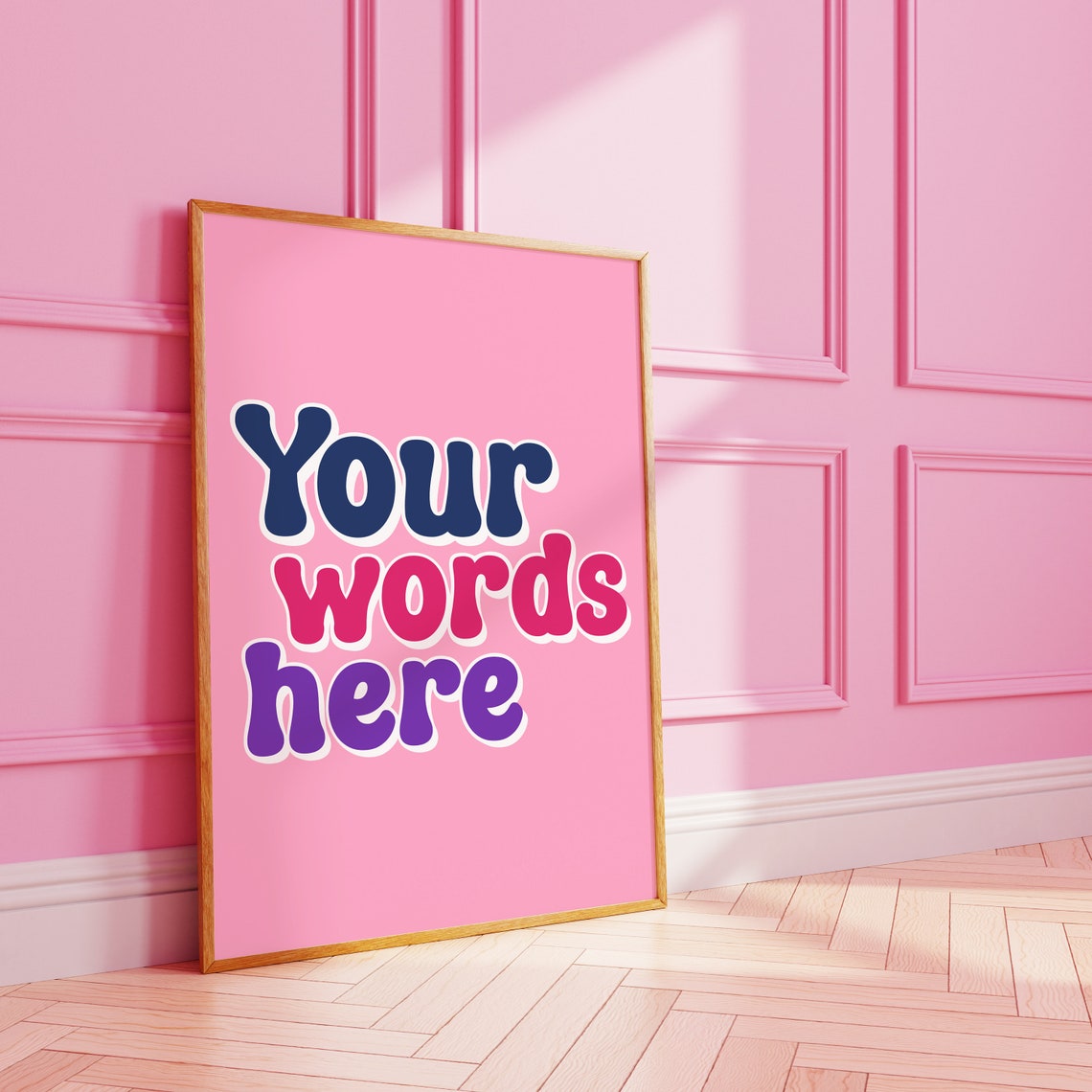 Customizable Retro Pink Typography Personalized Quote Wall Art