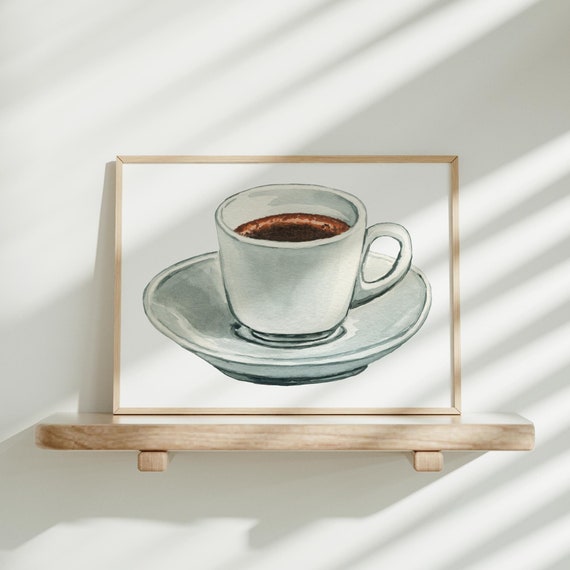 Watercolor Coffee Cup Print Cute Coffee Mug Art Minimalist Coffee Bar Decor Coffee Shop Poster Caffeine Lover Gift Art