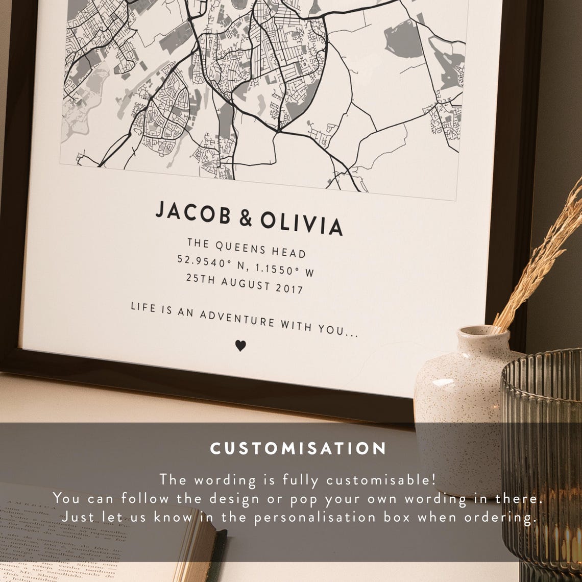 Personalized Couple Map Print Engagement Anniversary Gift For Couples - Image 4