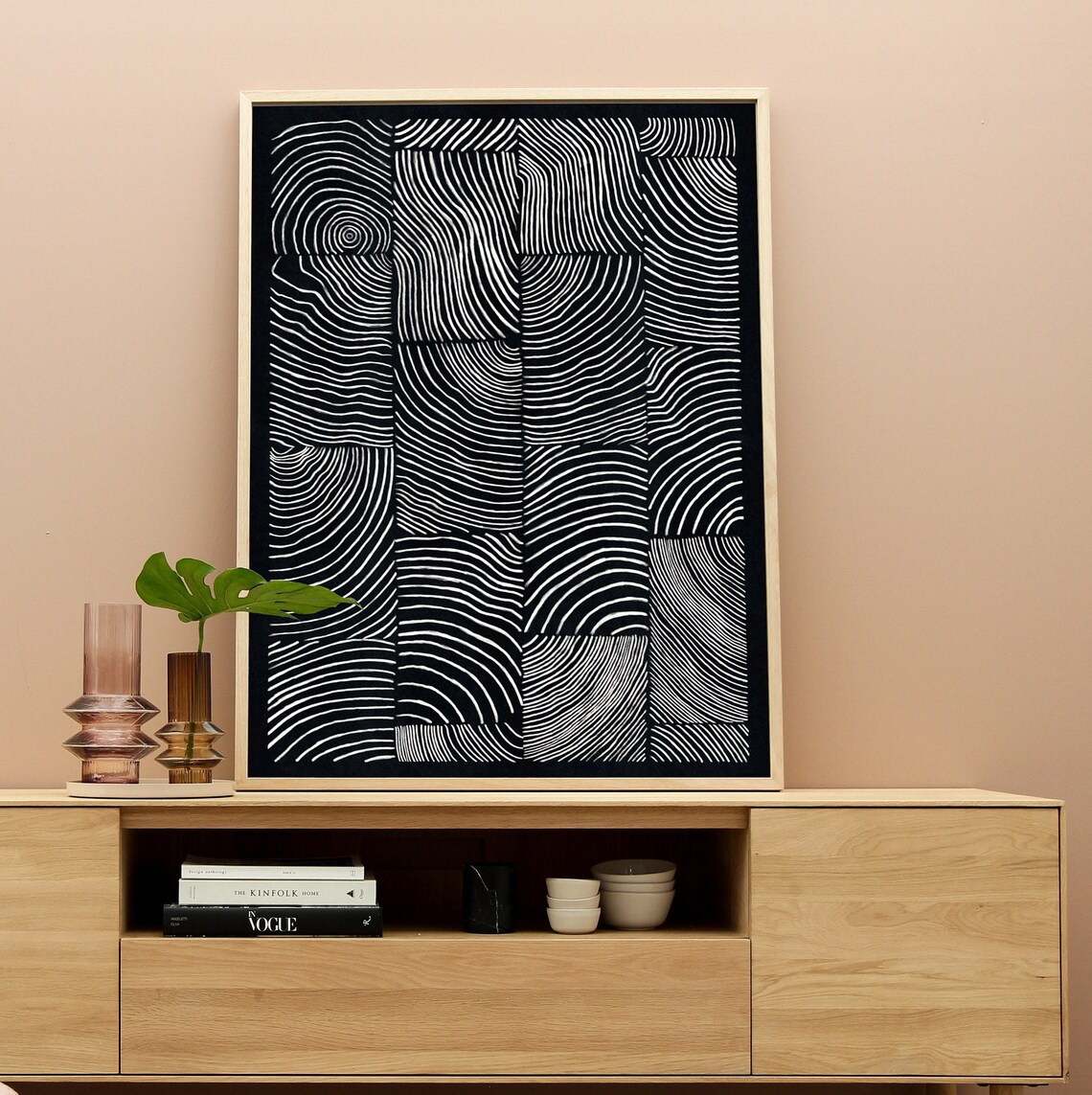 Black And White Abstract Lines Pattern Poster - Image 2
