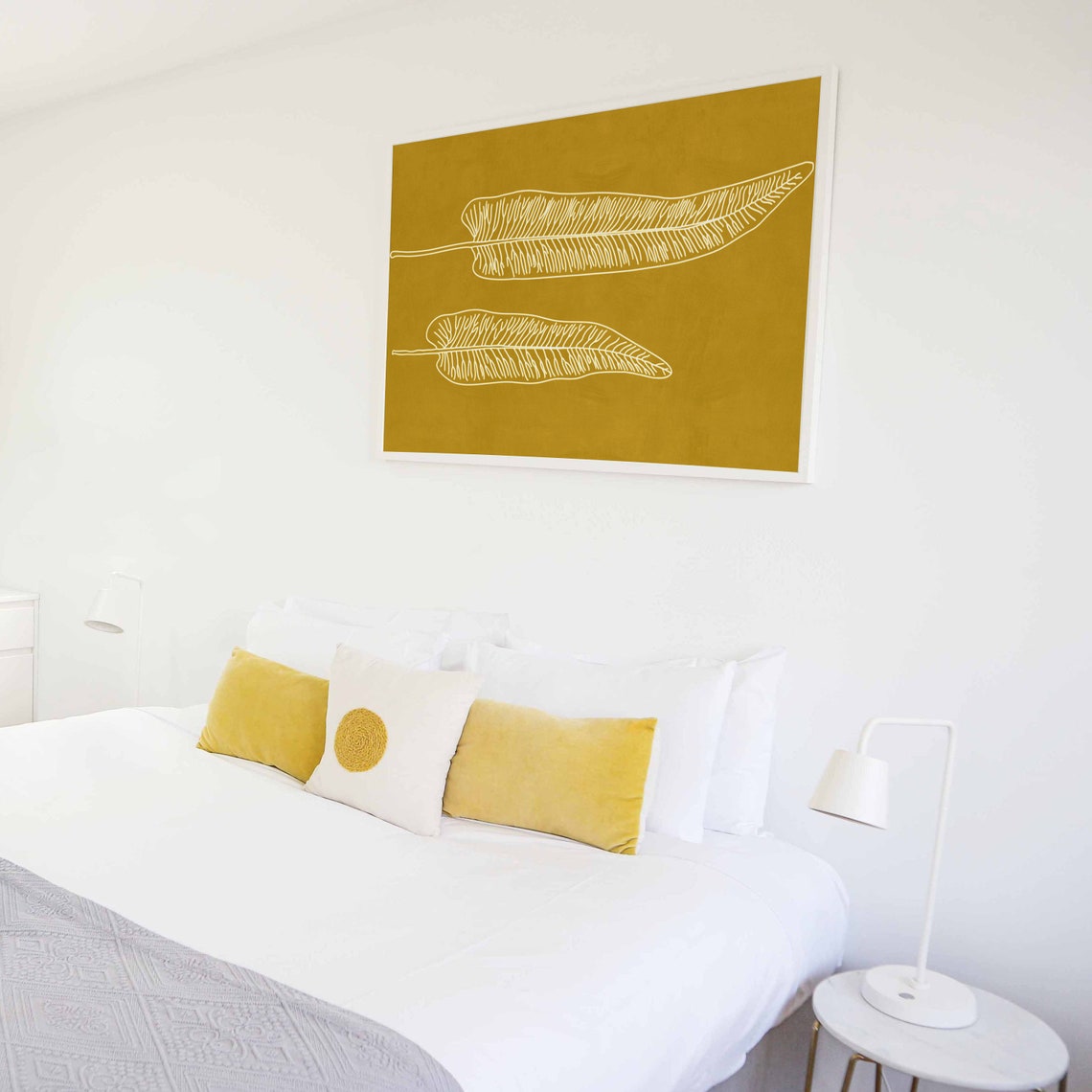 Mustard Botanical Art Print, Scandi Boho Eclectic - Image 3