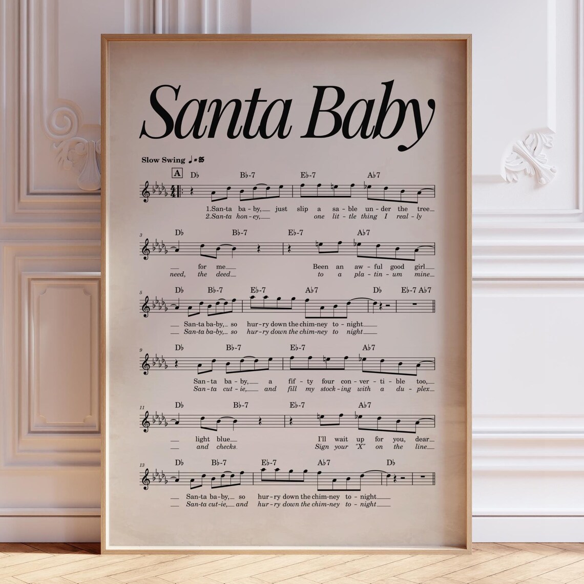 Santa Baby Vintage Sheet Music Retro Classic Christmas Song Poster - Image 4
